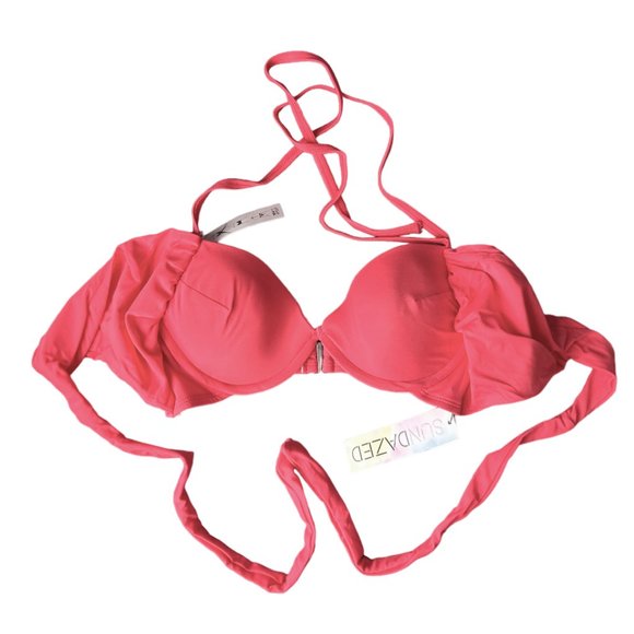 NWT SUNDAZED SIMONE BRA SIZED UNDERWIRE HALTER BIKINI TOP - Picture 2 of 3